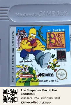 The Simpsons: Bart & the Beanstalk Game Boy, PAL cartridge label