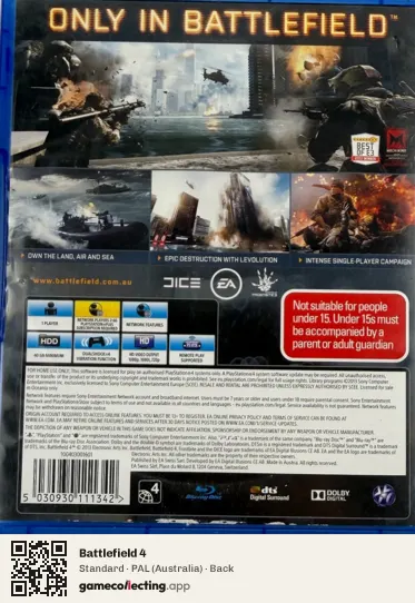 Battlefield 4 PlayStation 4, Australia box back