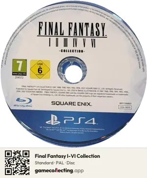 Final Fantasy I-VI Collection PlayStation 4, PAL disc