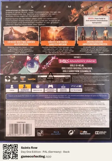 Saints Row PlayStation 4, Germany box back