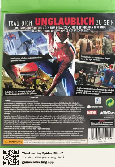 The Amazing Spider-Man 2 Xbox One, Germany box back
