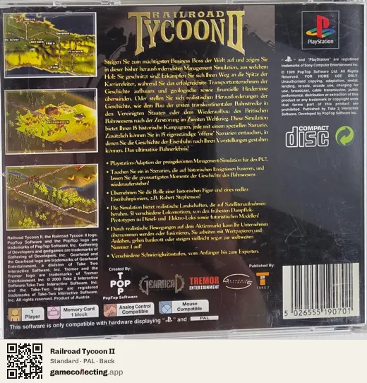 Railroad Tycoon II PlayStation, PAL box back
