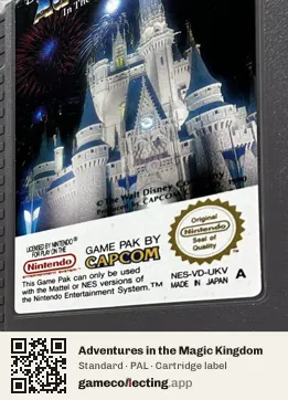 Adventures in the Magic Kingdom Nintendo Entertainment System, PAL cartridge label