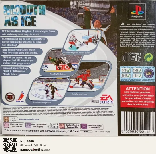 NHL 2000 PlayStation, PAL box back