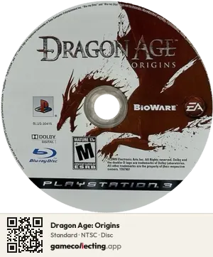 Dragon Age: Origins PlayStation 3, NTSC disc