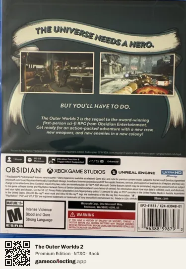 The Outer Worlds 2 PlayStation 5, NTSC box back
