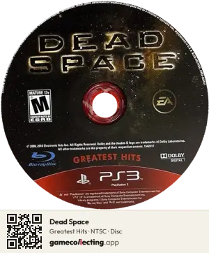 Dead Space PlayStation 3, NTSC disc