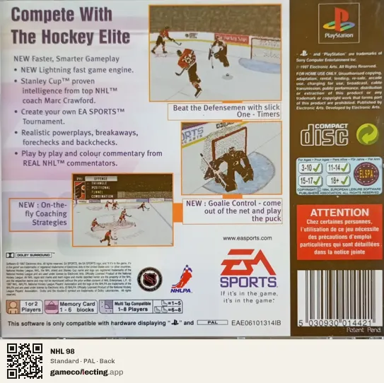 NHL 98 PlayStation, PAL box back