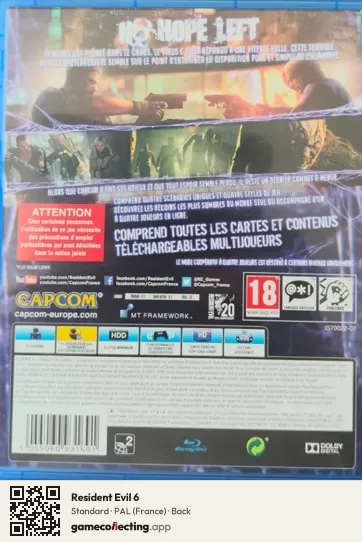 Resident Evil 6 PlayStation 4, France box back