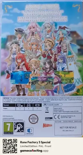 Rune Factory 3 Special Nintendo Switch, PAL box front