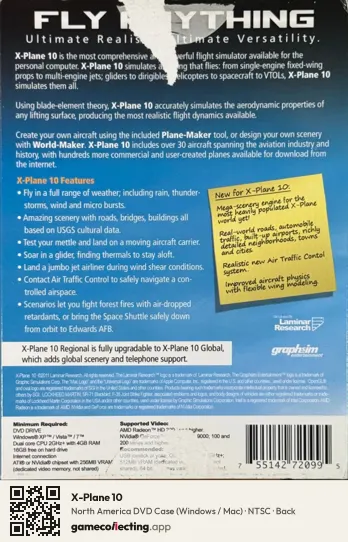 X-Plane 10 Computer, NTSC box back