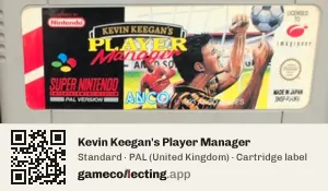Kevin Keegan's Player Manager Super Nintendo Entertainment System, PAL cartridge label