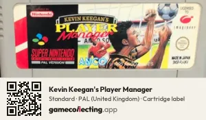 Kevin Keegan's Player Manager Super Nintendo Entertainment System, PAL cartridge label