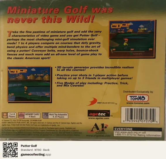 Putter Golf PlayStation, NTSC box back