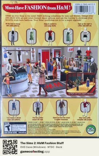 The Sims 2: H&M Fashion Stuff Computer, NTSC box back