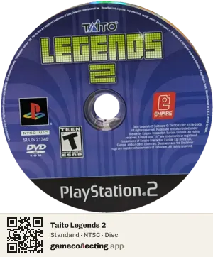 Taito Legends 2 PlayStation 2, NTSC disc