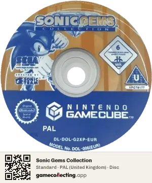 Sonic Gems Collection Nintendo GameCube, PAL disc