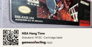 NBA Hang Time Super Nintendo Entertainment System, NTSC cartridge label