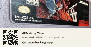 NBA Hang Time Super Nintendo Entertainment System, NTSC cartridge label