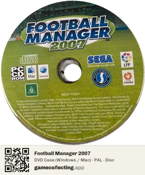 Football Manager 2007 Computer, PAL disc