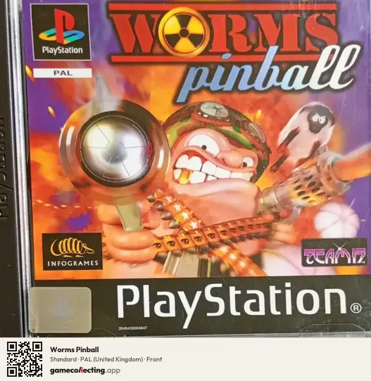 Worms Pinball PlayStation, United Kingdom box front