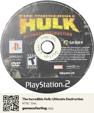The Incredible Hulk: Ultimate Destruction PlayStation 2, NTSC disc