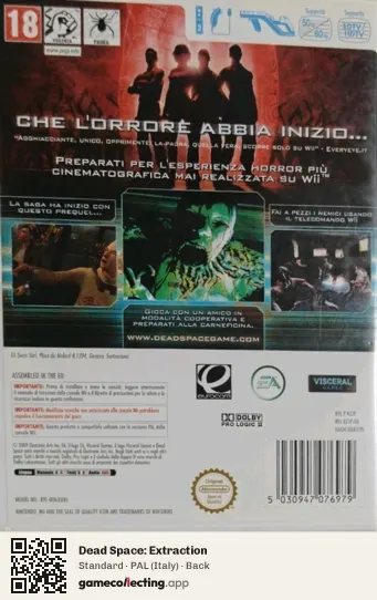 Dead Space: Extraction Nintendo Wii, Italy box back