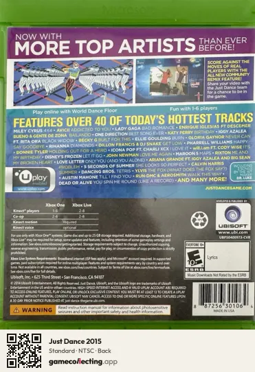 Just Dance 2015 Xbox One, NTSC box back