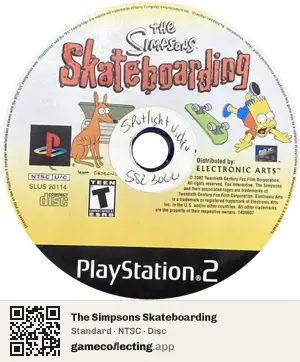 The Simpsons Skateboarding PlayStation 2, NTSC disc