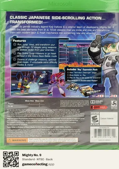 Mighty No. 9 Xbox One, NTSC box back