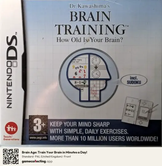 Brain Age: Train Your Brain in Minutes a Day! Nintendo DS, United Kingdom box front