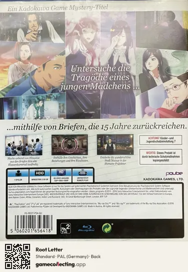 Root Letter PlayStation 4, Germany box back
