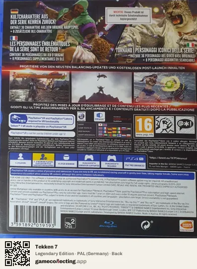 Tekken 7 PlayStation 4, Germany box back