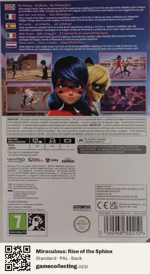 Miraculous: Rise of the Sphinx Nintendo Switch, PAL box back