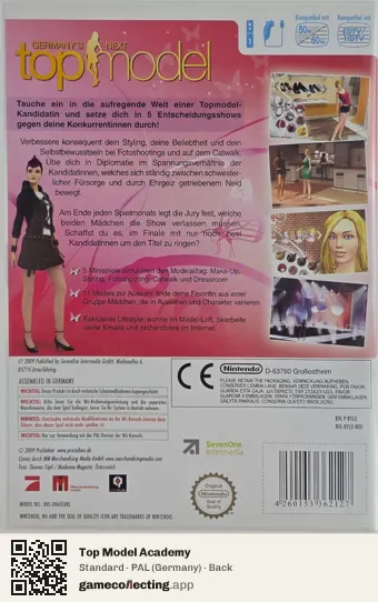Top Model Academy Nintendo Wii, Germany box back