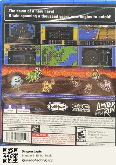 Dragon Lapis PlayStation 4, NTSC box back