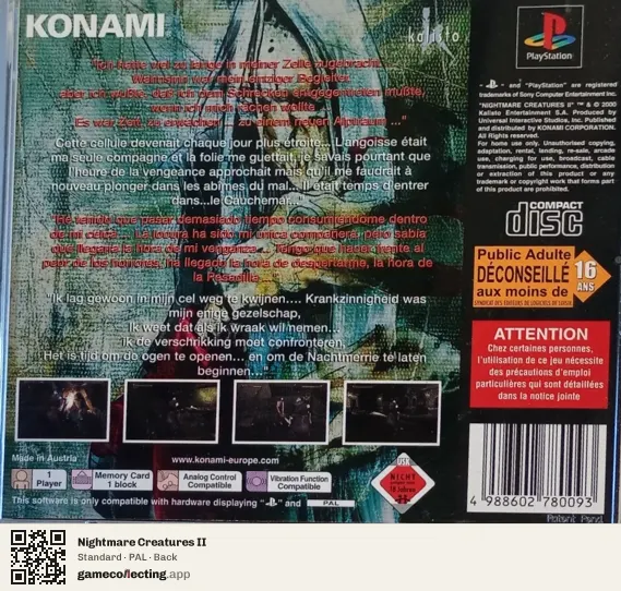 Nightmare Creatures II PlayStation, PAL box back