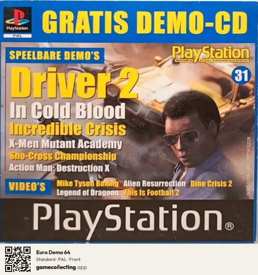 Euro Demo 64 PlayStation, PAL box front
