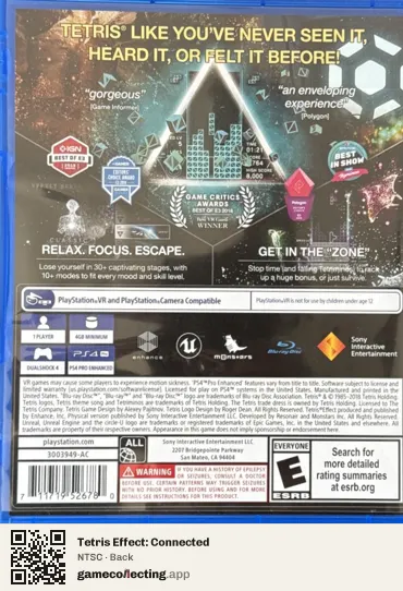 Tetris Effect: Connected PlayStation 4, NTSC box back