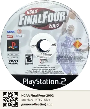 NCAA Final Four 2002 PlayStation 2, NTSC disc