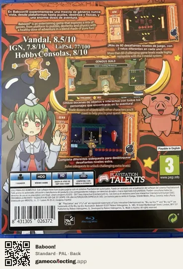 Baboon! PlayStation 4, PAL box back