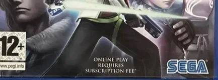 Phantasy Star Universe, the PEGI square on its front