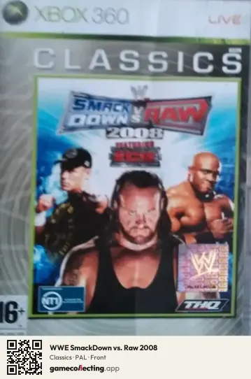 WWE SmackDown vs. Raw 2008 Xbox 360, PAL box front