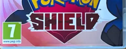 Pokémon Shield, the PEGI square on its front