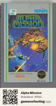 Alpha Mission Nintendo Entertainment System, NTSC cartridge label