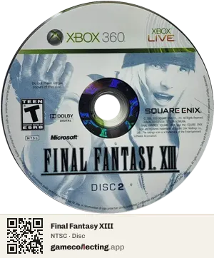 Final Fantasy XIII Xbox 360, NTSC disc