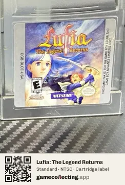 Lufia: The Legend Returns Game Boy Color, NTSC cartridge label