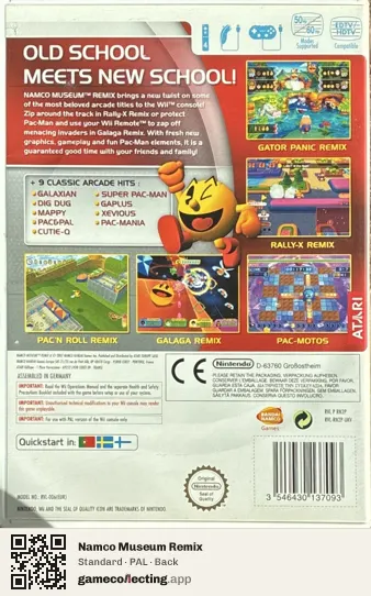 Namco Museum Remix Nintendo Wii, PAL box back