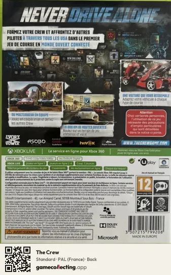 The Crew Xbox 360, France box back