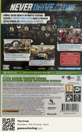 The Crew Xbox 360, France box back